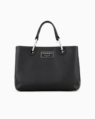 Emporio Armani Official Store Small Myea Shopper Bag In Ecological Leather In Black