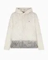 Emporio Armani Asv Sweatshirt In Double Jersey With Hood And All-over Diamond Print In White