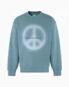 Emporio Armani Asv Sweatshirt With Oversized Print From The Peace Capsule Collection In Blue