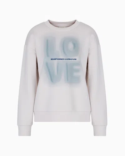 Emporio Armani Asv Sweatshirt With Oversized Print From The Peace Capsule Collection In White
