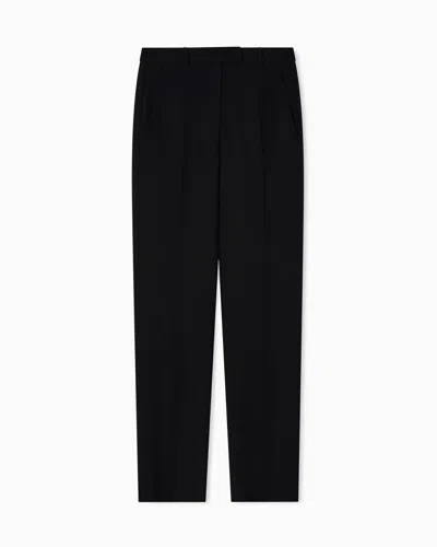 Emporio Armani Asv Waffle Weave Technical Fabric Trousers In Black