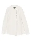 Emporio Armani Textured Fabric Single-breasted Jacket With Mandarin Collar In Neutral