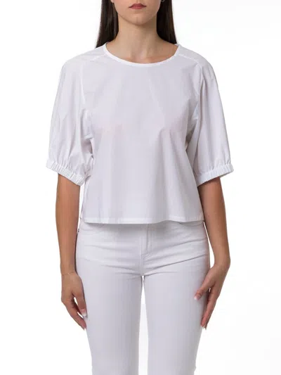 Emporio Armani Asymmetric Hem Elasticated Cuffs Top In White