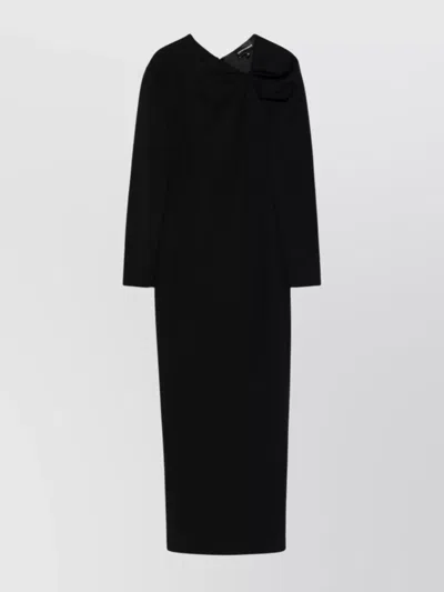 EMPORIO ARMANI ASYMMETRIC NECKLINE MIDI LENGTH DRESS