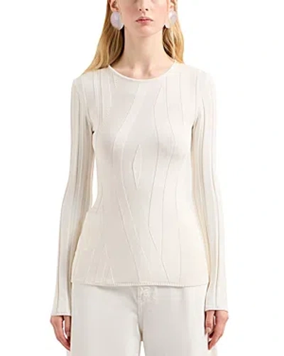 Emporio Armani Asymmetric Ribbed Sweater In Off White