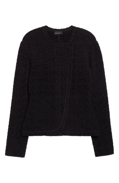 Emporio Armani Asymmetric Velvet Jacket In Black