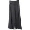 Emporio Armani Buttoned Asymmetric Waistband Wide Leg Trousers In Black Cotton In Black