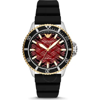 Emporio Armani Automatic Red Dial Men's Watch Ar60070 In Black