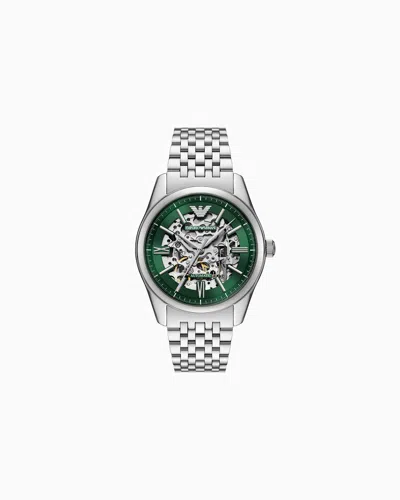 Emporio Armani Automatic Stainless Steel Watch In Metallic