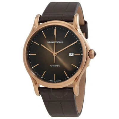 Emporio Armani Automatic Swiss Made Brown Dial Men's Watch Ars3025 In Brown / Gold Tone