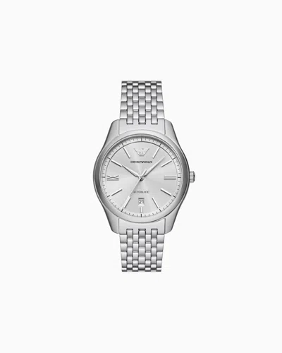 Emporio Armani Automatic Three-hand Date Stainless Steel Watch In Multicoloured