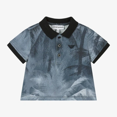 Emporio Armani Baby Boys Blue Palm Print Polo Shirt