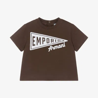 Emporio Armani Baby Boys Brown Cotton Pennant T-shirt In Blue