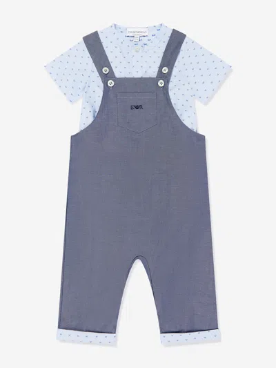 Emporio Armani Kids'  Baby Boys Dungarees Romper In Blue