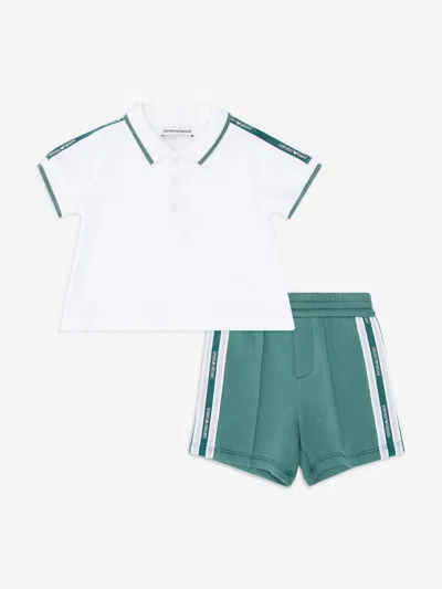 Emporio Armani Baby Boys Logo Tape Short Set In 绿色