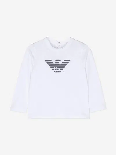 Emporio Armani Babies' Logo-print Cotton T-shirt In White