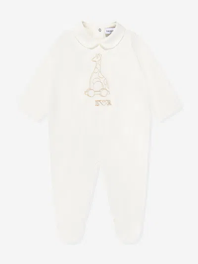 Emporio Armani Baby Cotton Babygrow In White