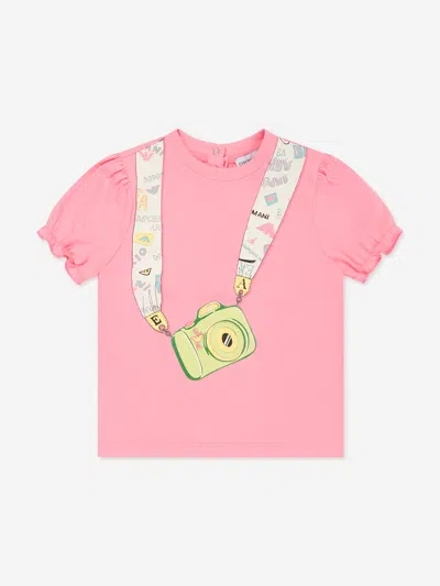 Emporio Armani Baby Girls Camera Print T-shirt In Pink