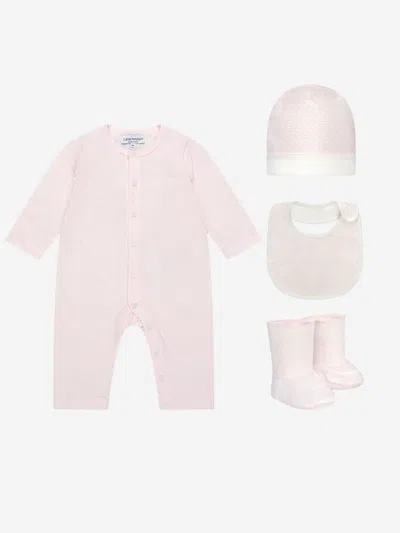 Emporio Armani Baby Girls Cotton Romper Gift Set (4 Piece) Size 6 Mths In Pink