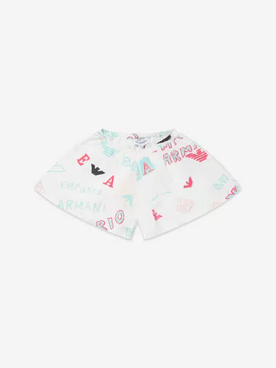 Emporio Armani Baby Girls Logo Print Shorts In White