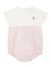 EMPORIO ARMANI PINK AND WHITE ROMPER WITH LOGO PRINT IN COTTON BABY