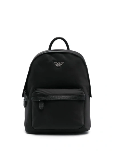 Emporio Armani Logo-plaque Backpack In Black