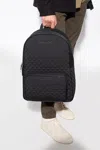 Emporio Armani Nylon Backpack With All-over Jacquard Eagle In Black
