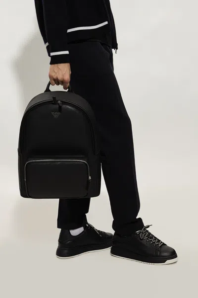 Emporio Armani Backpack With Eagle Logo Plate In 81072