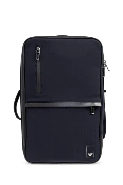 Emporio Armani Backpack With Logo Patch In Black