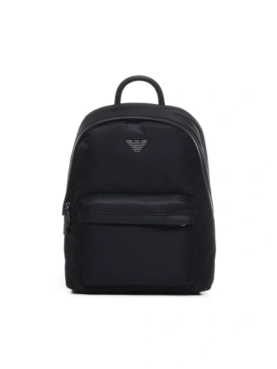 Emporio Armani Official Store Travel Essentials Recycled Nylon Backpack In Black