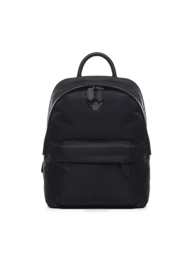 Emporio Armani Backpack With Logo Plaque In Black