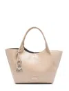 Emporio Armani Crocodile Effect Tote Bag With Top Handles In Beige