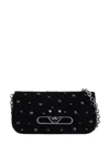 Emporio Armani Velvet Shoulder Bag In Black