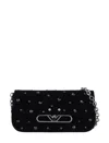 Emporio Armani Velvet Shoulder Bag In Black