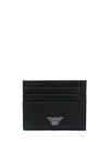 Emporio Armani Black Wallet And Business Card Holder Set In Black