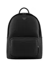 Emporio Armani Asv Regenerated Saffiano Leather Round Backpack With Eagle Plate In Black
