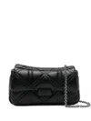 Emporio Armani Quilted Chain-link Shoulder Bag In Black