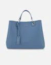 Emporio Armani Official Store Medium Myea Shopper Bag With Deer Print In Blue