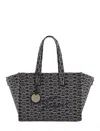 Emporio Armani Canvas Jacquard Denim Tote Bag In Blu/ecru