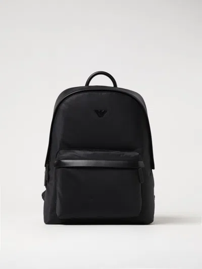 Emporio Armani Mens Black Beauty Rounded Logo-plaque Woven Backpack