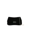 Emporio Armani Velvet Flap Cluth Bag In Black