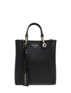 Emporio Armani Deer Print Myea Vertical Shopper Bag In Nero/silver