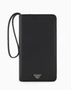 Emporio Armani Asv Regenerated Saffiano Leather Organiser With Eagle Plate In White