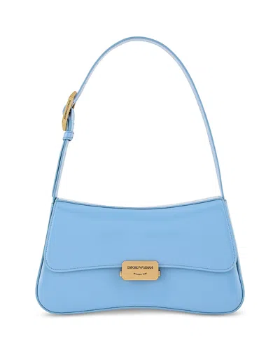 Emporio Armani Official Store Brushed-finish Baguette Shoulder Bag In Azure