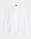 Emporio Armani Official Store Polished Cotton Oversized Shirt With Guru Collar In White