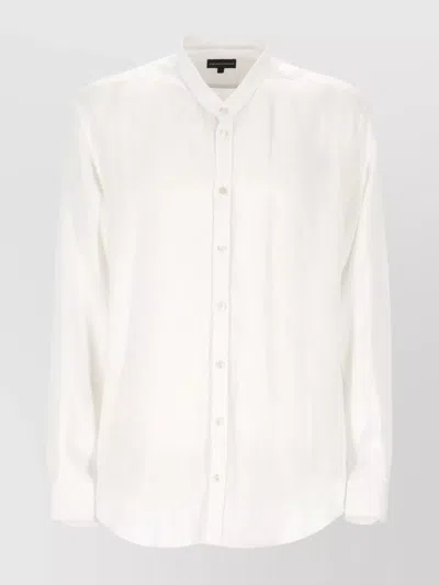 Emporio Armani Band Collar Shirt Long Sleeves In White