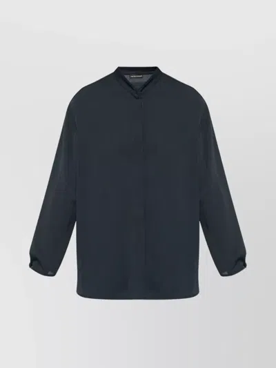 EMPORIO ARMANI BAND COLLAR TEXTURED SHIRT WITH BUTTON DETAIL