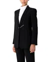 Emporio Armani Shawl-collar Satin Blazer In Solid Black