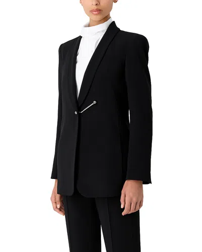 Emporio Armani Shawl-collar Satin Blazer In Solid Black