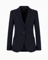 Emporio Armani Barathea-wool Single-breasted Jacket In Blue